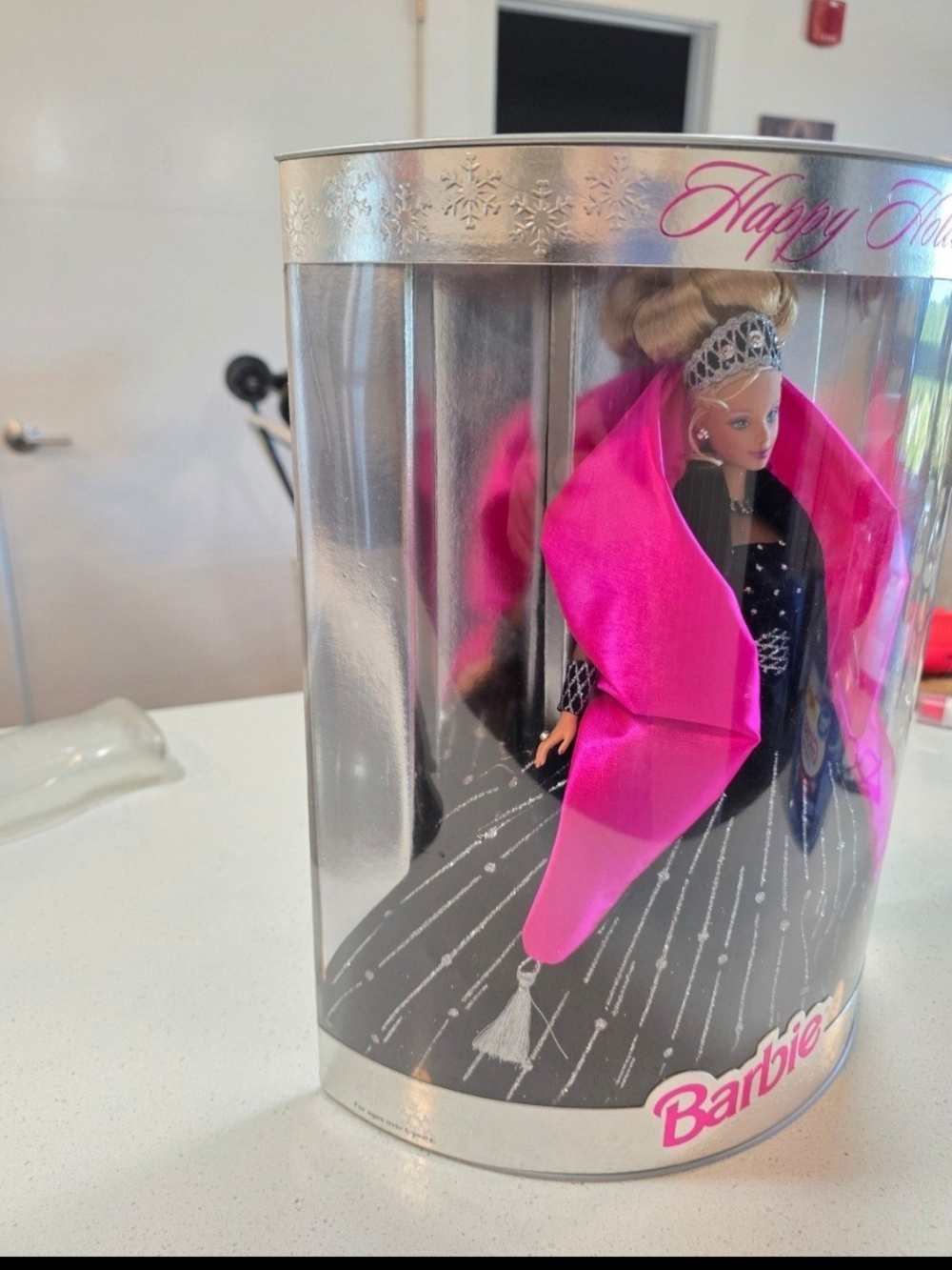 Barbie Holiday Collectible Doll in Black & Hot Pink Cape - Picture 2 of 5